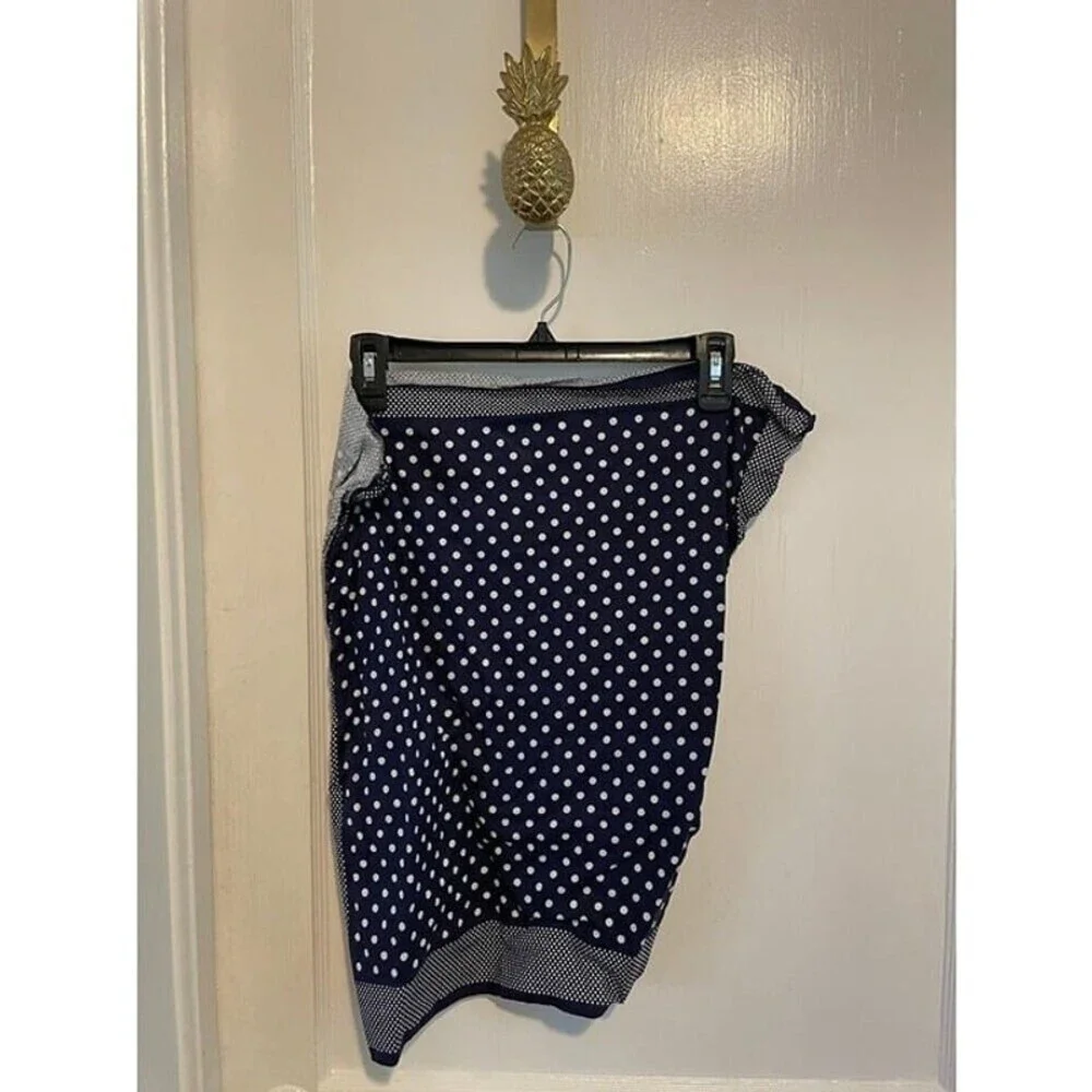 Dark Blue & White Polka Dot Fabric Square